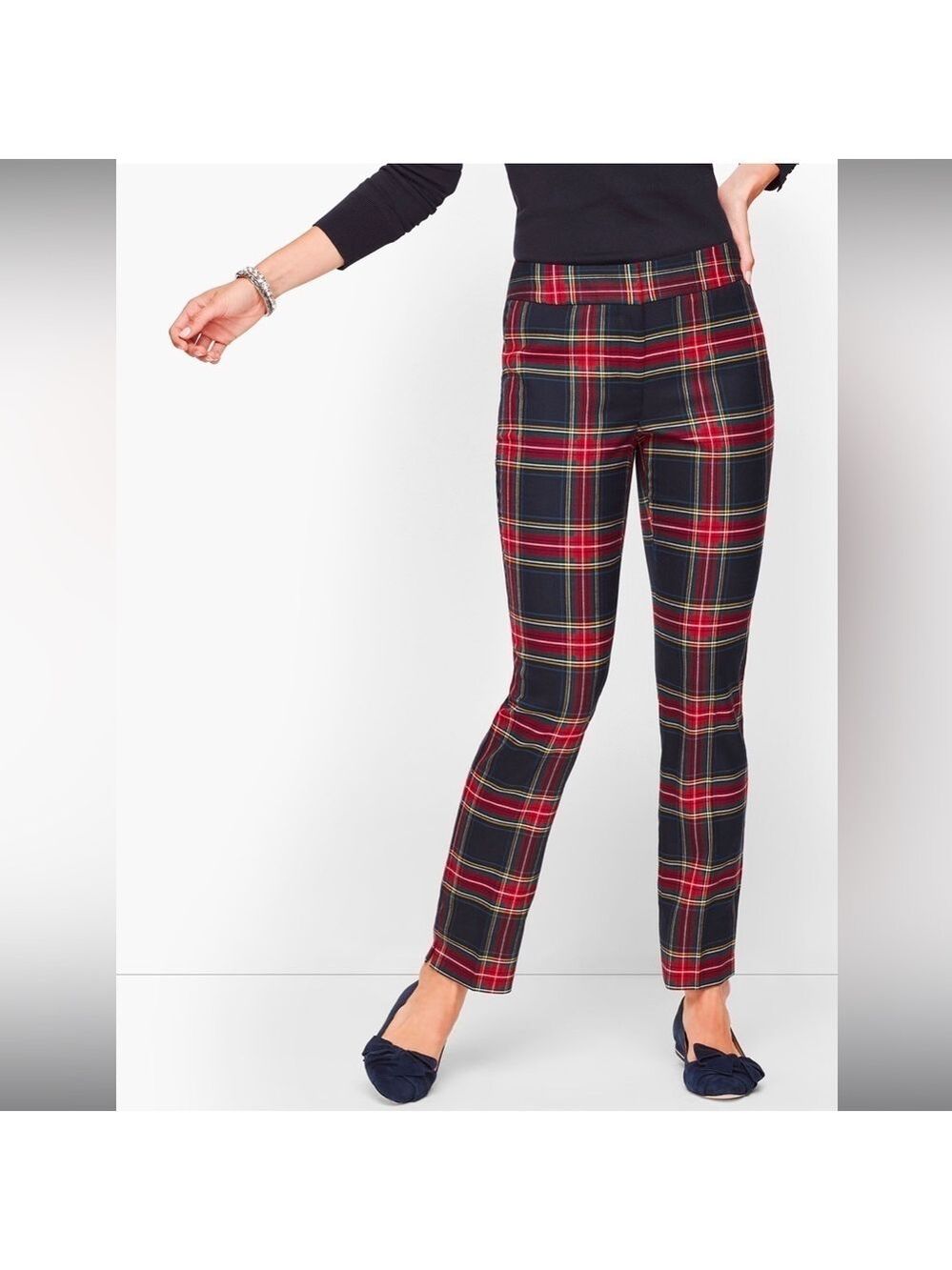 Talbots Hampshire Plaid Cropped Holiday Wool Pants